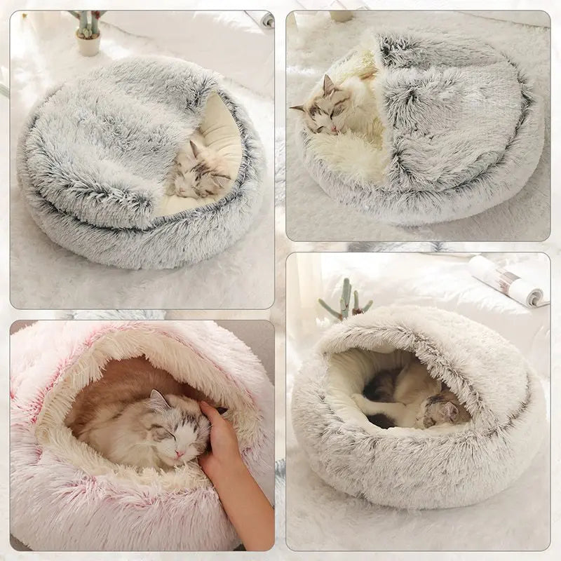 Cat Bed Pet Mattress Warm Soft Plush Pet Bed with Cover Round  Cat Dog  Sleeping Nest Cave for Small Dogs kitten