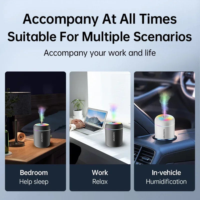 Mini Air Humidifier Usb Aromatherapy Diffuser 180ml Essential Oil Purifier Aromatherapy Spray Car Home Bedroom Led Quiet Desktop