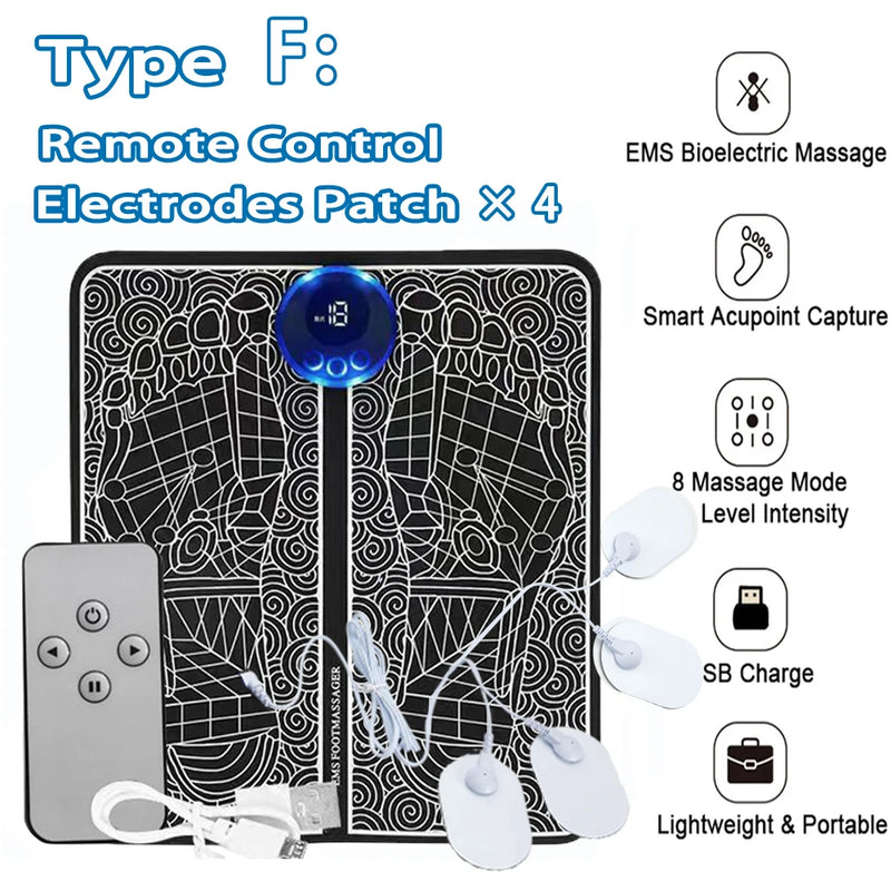 Electric EMS Foot Massager Pad Relief Pain Relax Feet Acupoints